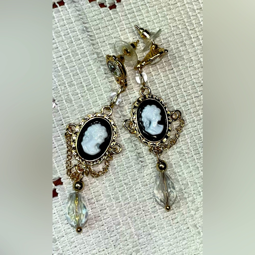 Black Cameo Earrings